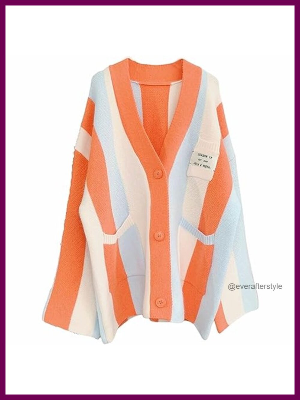 Long Sleeve Cable Knit Color Block Striped Sweater Cardigan